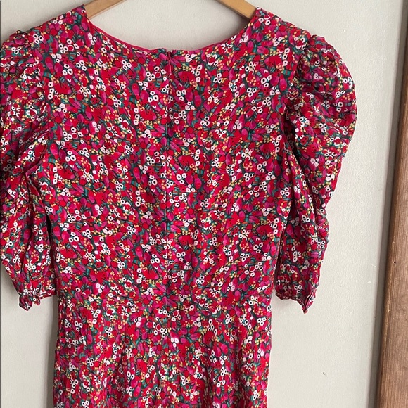SALONI Collette Silk Floral Mini Puff Sleeve Dress - Picture 8 of 14